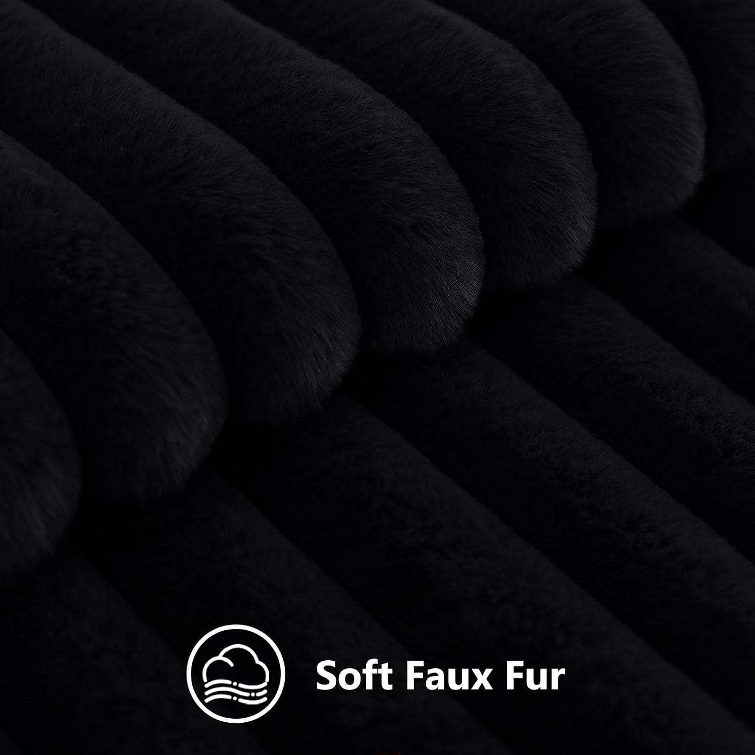 decorUhome Cozy Faux Fur Throw Pillow Covers 20x20 Set of 2 Decorative Soft Plush Striped Modern Farmhouse Boho Couch Pillow Cases with Velvet Back for Sofa Bed Living Room, Black