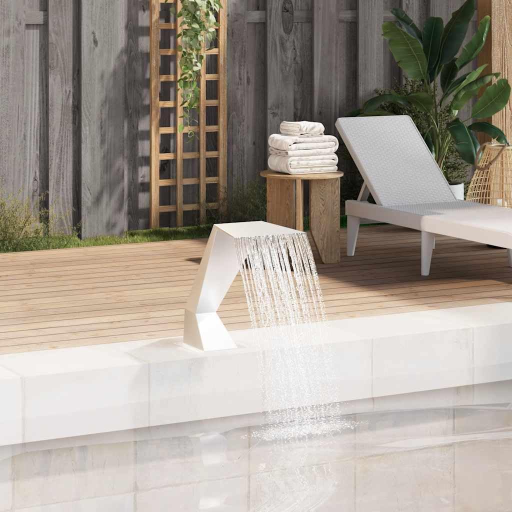 Fontana di stagno in acciaio inox, 64 x 30 x 52 cm, colore: argento, fontana per acqua di piscina, cascata per bacino all'aperto, lama d'acqua per la decorazione di stagno, patio, giardino