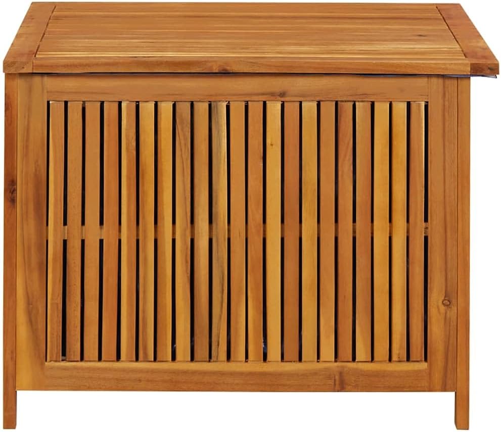 vidaXL Outdoor Storage Box, Deck Box with Lid, Storage Chest with Water-Resistant Bag Inside, 29.5''x29.5''x22.8'', Solid Acacia Wood