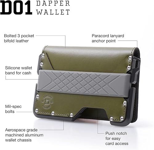 Miniatura 3 de Dango D01 Dapper EDC Wallet - Hecho en Estados Unidos - Cuero genuino, aluminio CNC y bloqueo RFID
