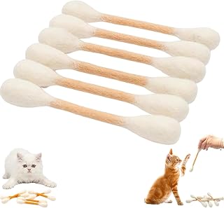 Giant Q Tip Cat Toy with Catnip | 6Pcs Cotton Swabs Qtip Cat Toy | Kitten Chew Toys Chew Sticks | Interactive Blanket Kicker Play Kitty Lover Pet Supplies