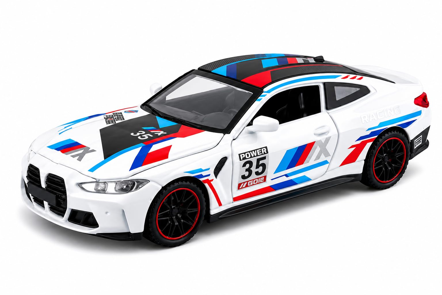 Invite 1:32 Diecast Model Alloy B-M-W M4 Metal Pull Back Car with Sound Light, Openable Doors, Toy Vehicles for Kids Gift, car for Kids [Black-Color] — Amazon image 21