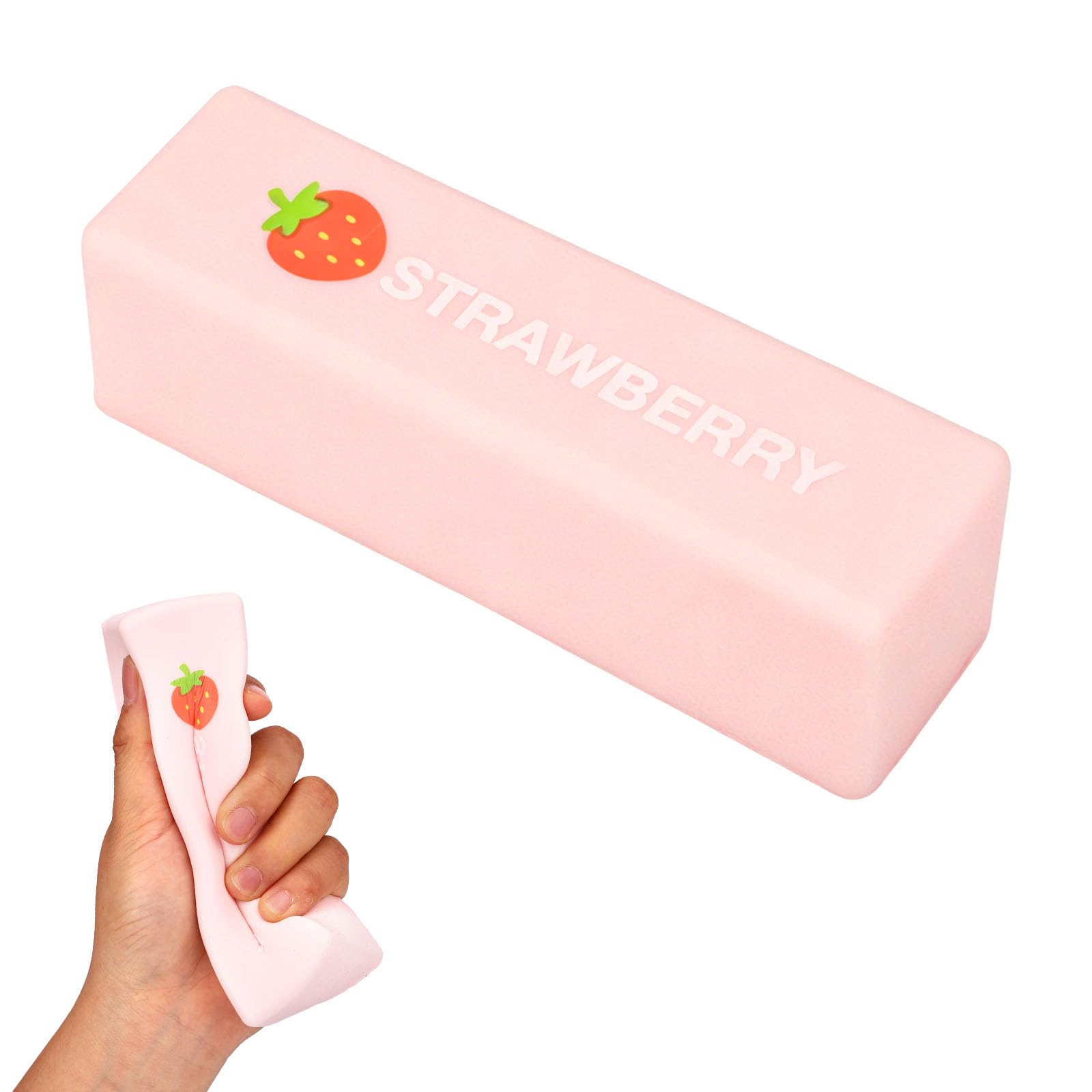 Lyreh Giocattolo Burro da Spremere, Materiale PU Giocattolo Alimentare a Forma di Fragola a Lenta Risalita da Spremere Ideale per Casa Ufficio Scuola o Come Bomboniera Feste (Rosa)