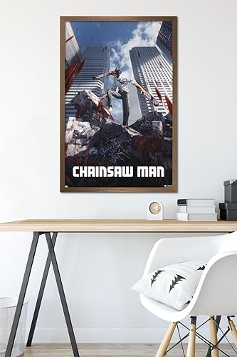 Miniatura 6 de Trends International Chainsaw Man - Póster de pared de arte clave, 34 pulgadas de largo x 22.4 pulgadas, versión enmarcada en bronce