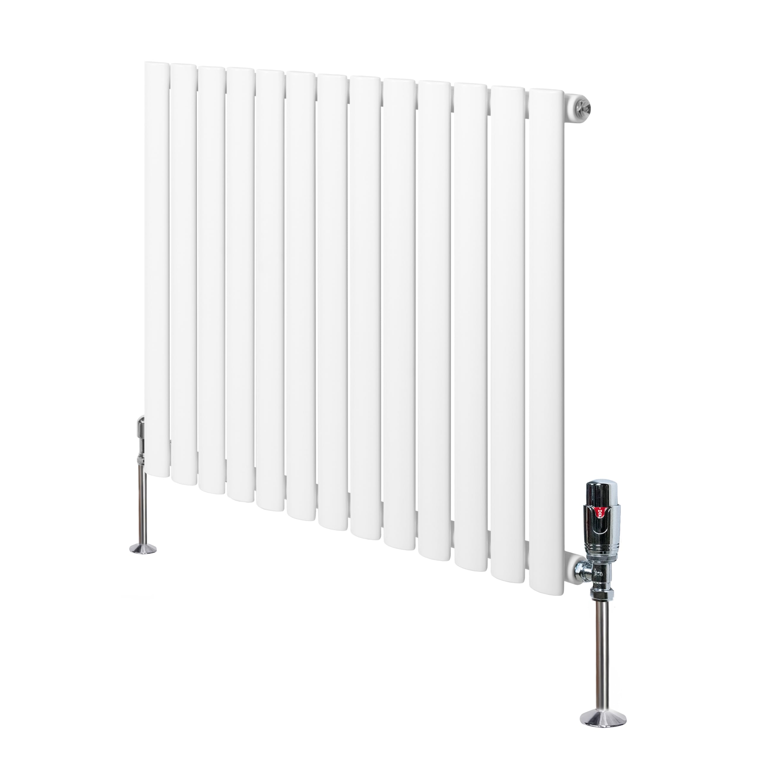 Monster Shop Oval Single Column Radiator With Valves - White / 78Cm / 60Cm