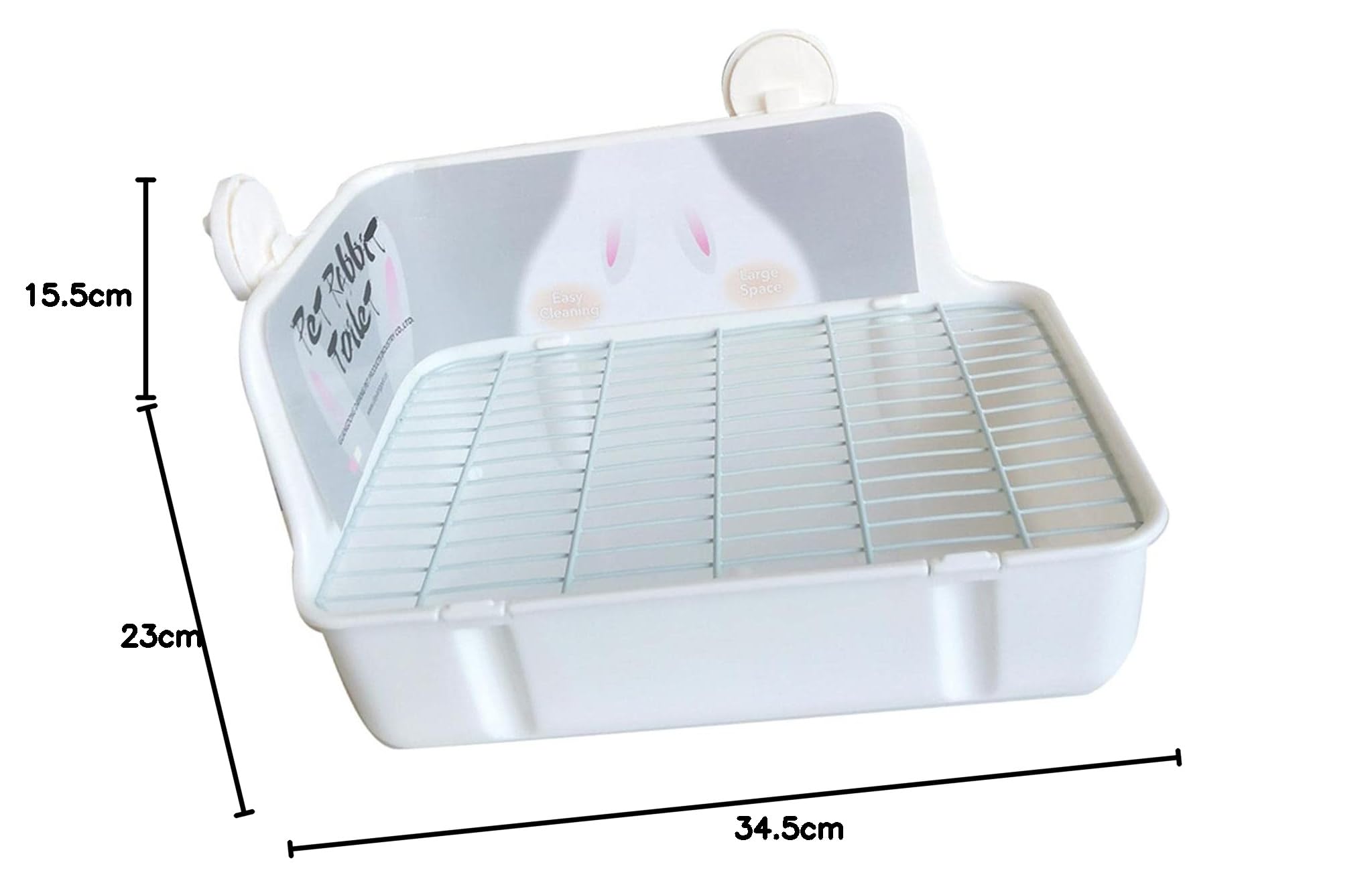 perfk Caja de Arena para Conejos, Bandeja de Esquina para Entrenador de Orinal, Jaula de Ropa de Cama, Limpieza Portátil Estable, Inodoro, Chinchilla, Blanco Gris
