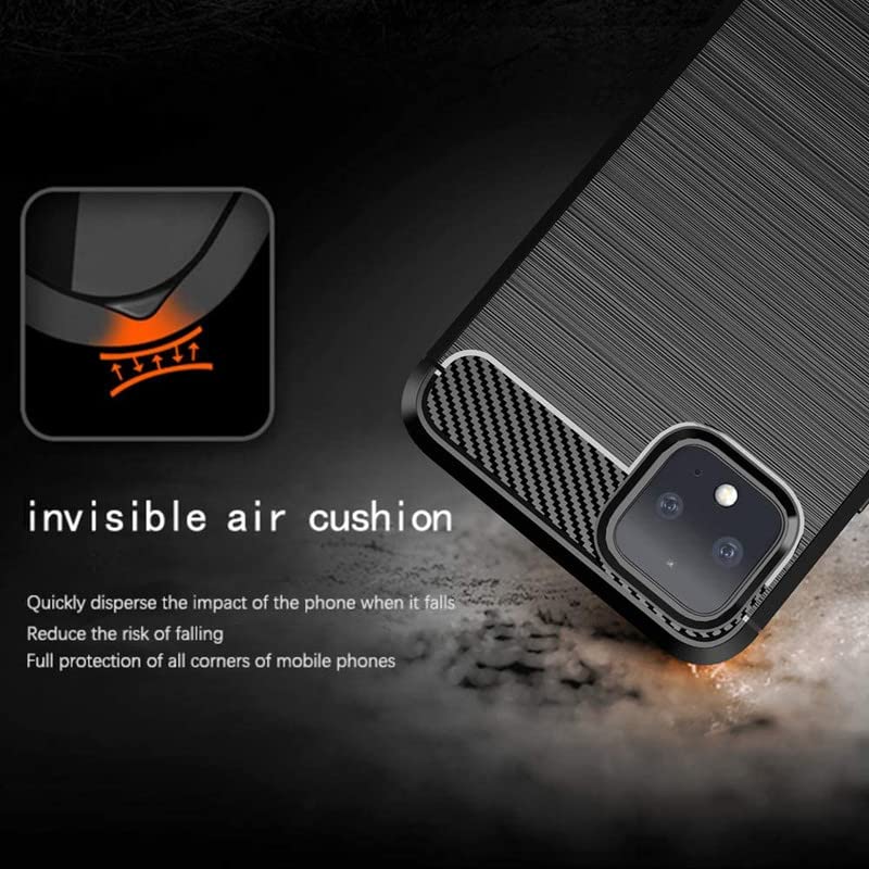 Image of NPRC Hybrid Ultra Slim Protective Case TPU Non-Slip Carbon Fiber Texture Shockproof Case Cover for Google Pixel 4 - Black