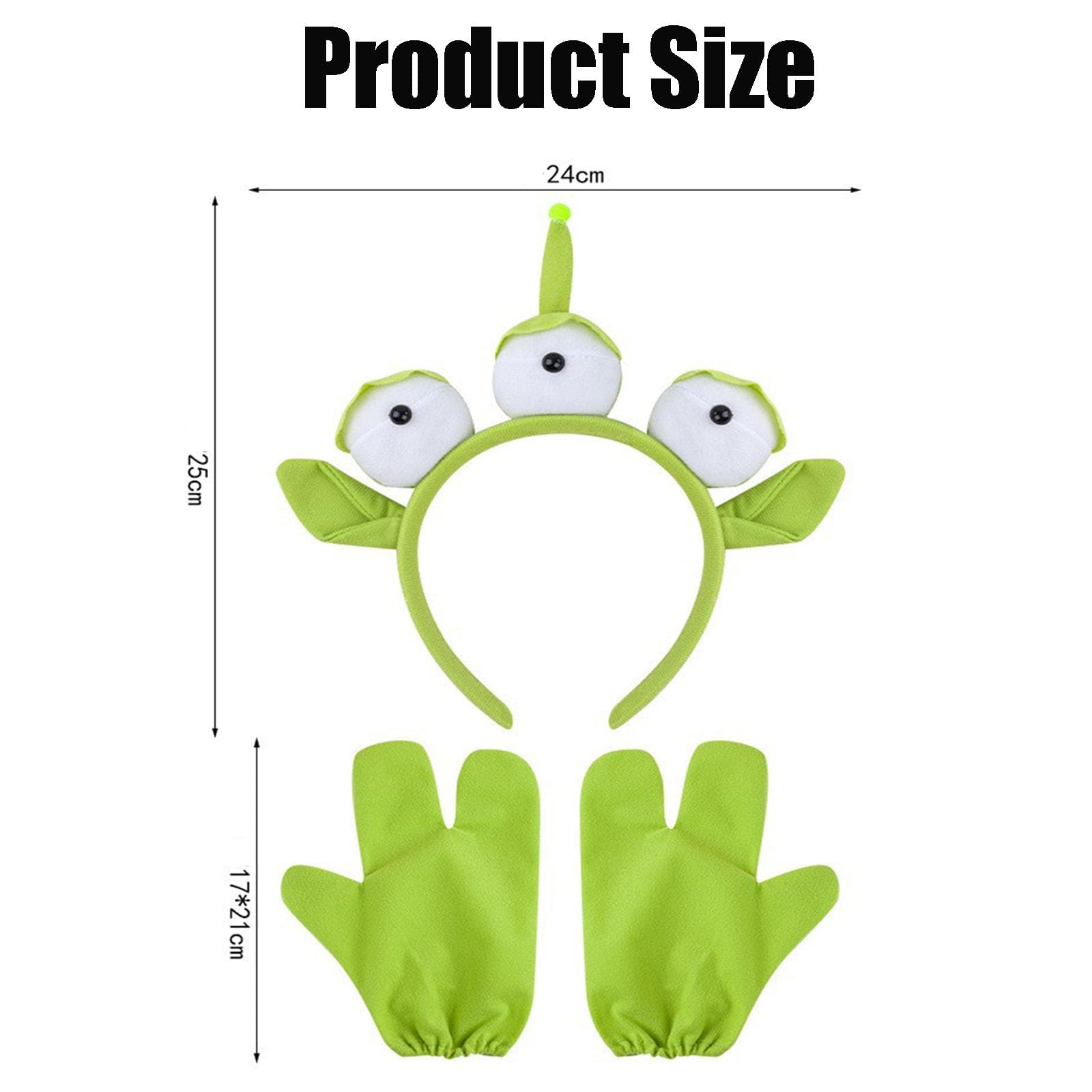 GETFACAI Alien Headband With Three-Finger Gloves, Toy Story Alien Costume Set for Halloween Parties and Cosplay Events, Adjustable Three-Eyed Headwear with Matching Gloves - Image 2