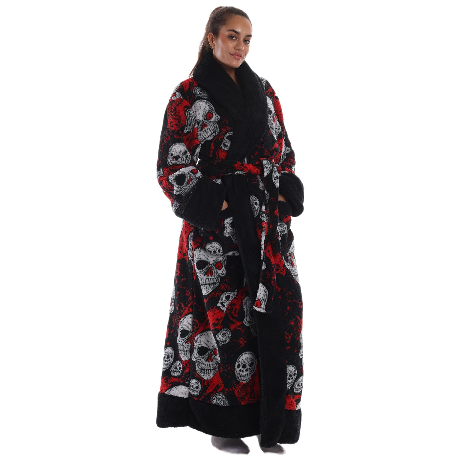 Albornoz Unisex Adultos - Albornoz de Felpa Largo 140 cm Extra Suave, Absorbente, Cinturón Ajustable, 2 Bolsillos, Talla Única para Hogar, Spa
