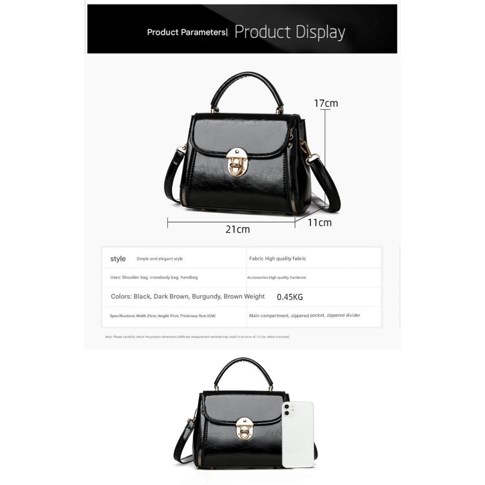 Borsa Elegante con Chiusura da Donna A Tracolla Versatile E Raffinata-Marrone