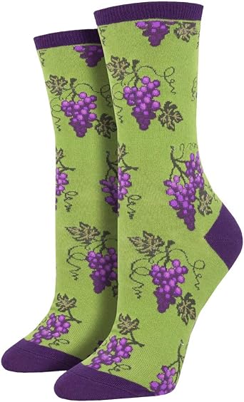 Socksmith Womens One Fine Vine Novelty Crew Socks Green, 9-11 Womens Shoe Sizes 5-10.5