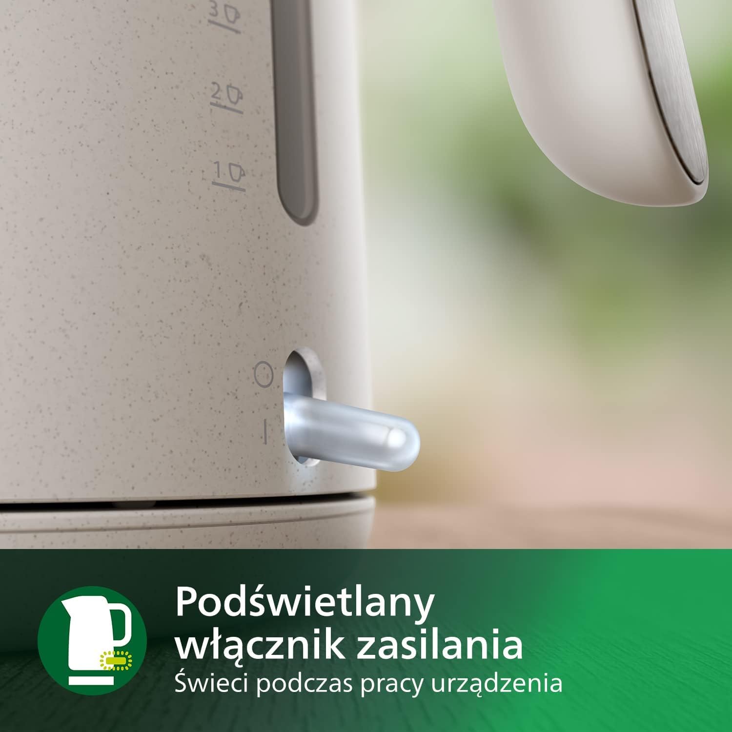 Philips Czajnik elektryczny z serii Eco Conscious, Duża pojemność - 1,7 L, Wykonany w 100% z bioplastiku², Element grzejny ze stali szlachetnej, Kolor Biały z matowym wykończeniem (HD9365/10)