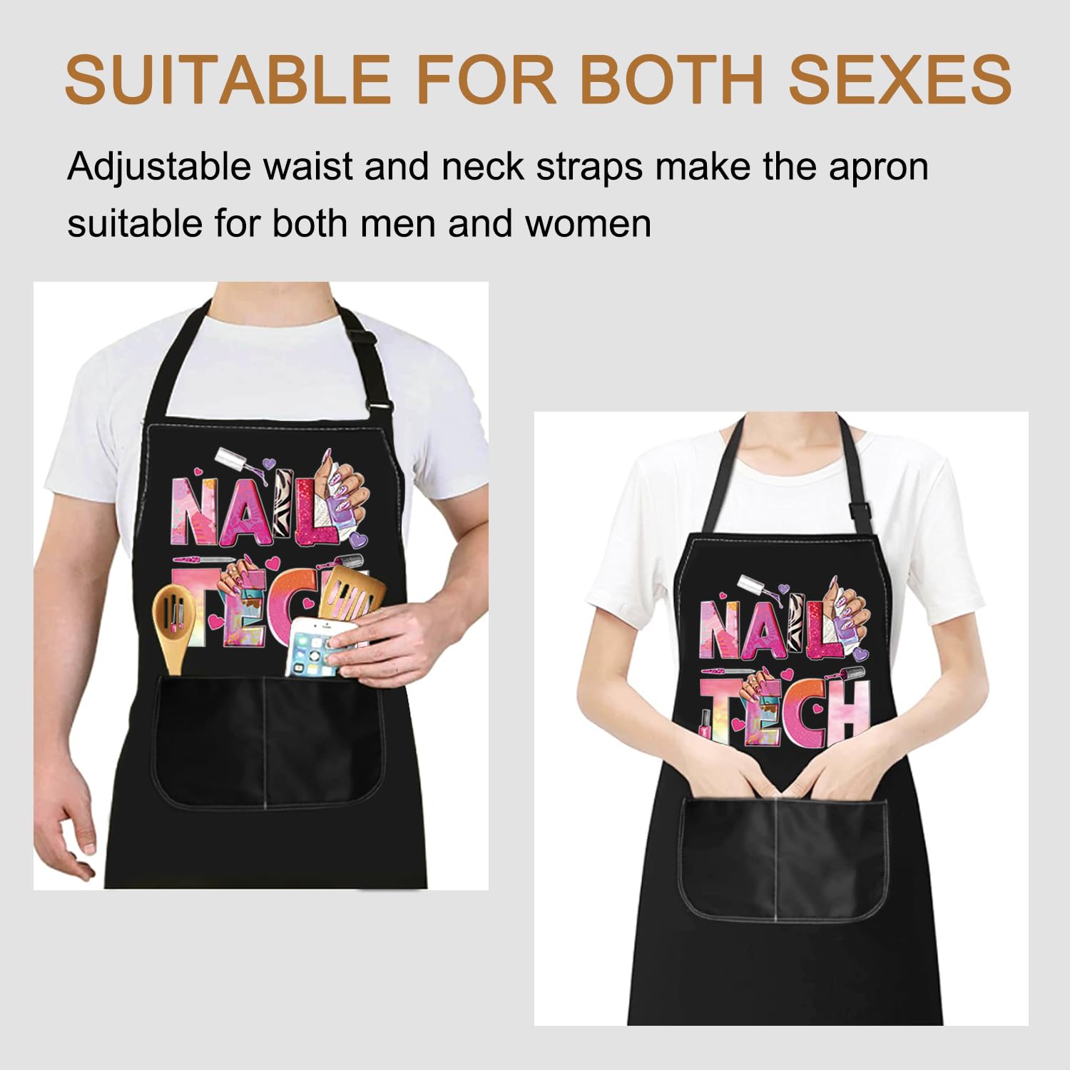 LEVLO Nail Tech Apron With Pockets - Salon Gift - Waterproof, Adjustable, NAIL TECH 2 apron uk, MLXL - Image 4