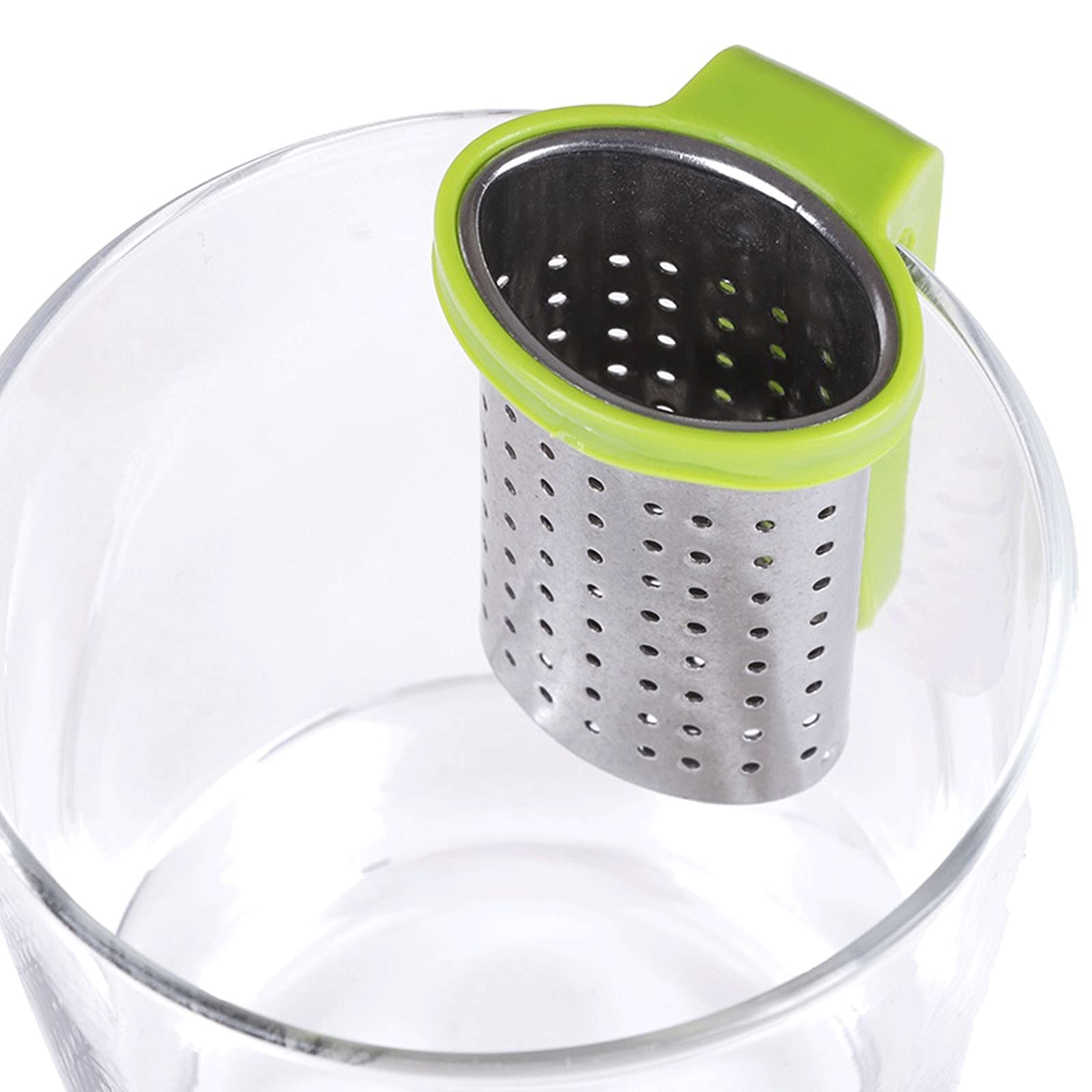 Colino da tè riutilizzabile, in acciaio inox, con manico, infusore per bustine di tè, infusore per uso domestico (rosso)