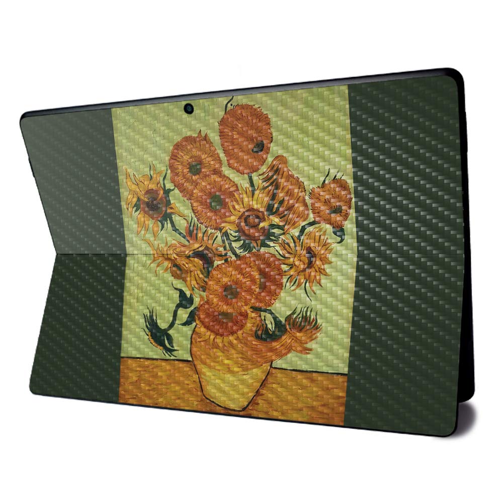 MightySkins Carbon Fiber Skin for Microsoft Surface Pro X - Van Gogh Sunflowers | Textured Carbon Fiber Finish | Easy to Apply, Remove, and Change Styles | Made in The USA