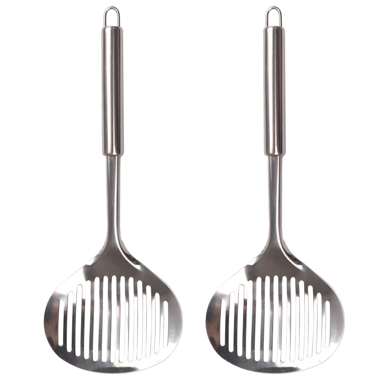 2pcs Cat Litter Scoop, Stainless Steel Litter Scoop Long Handle Durable Cat Mesh Shovel (Sliver)