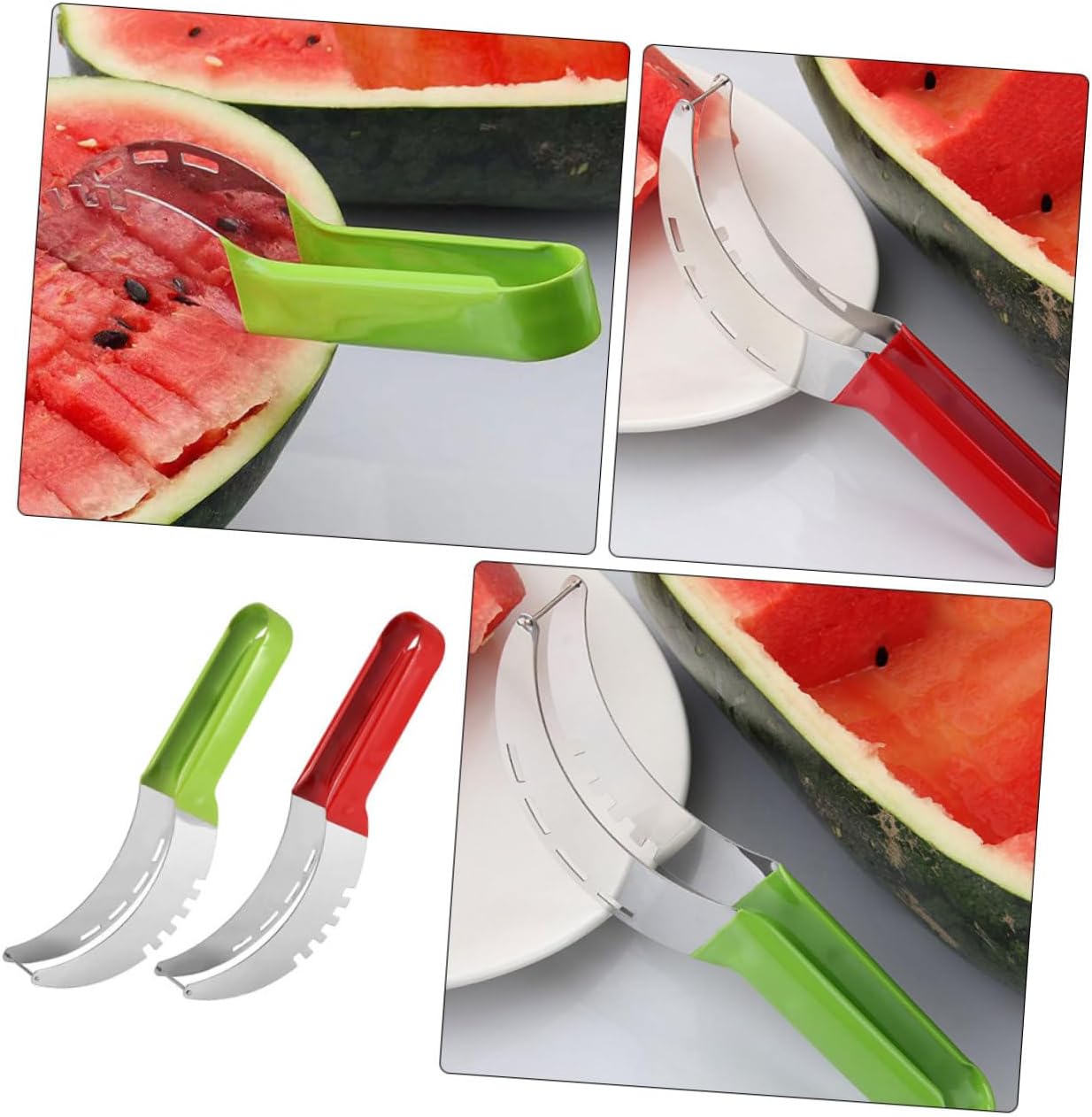 Watermelon Cutter 2Pcs Stainless Steel and Plastic for Fruit Cubes
