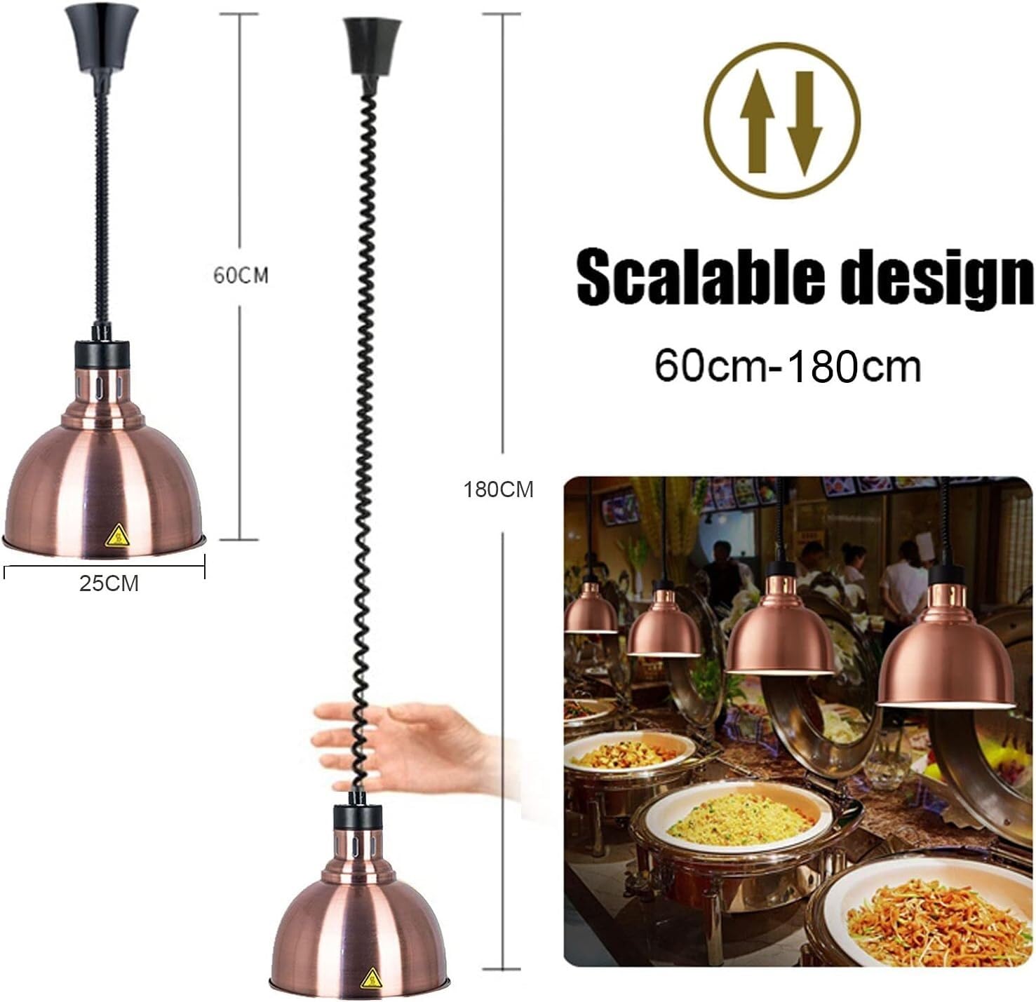 Zawieszana lampa grzewcza do kuchni hotelowych w formie bufetu(3PCS)