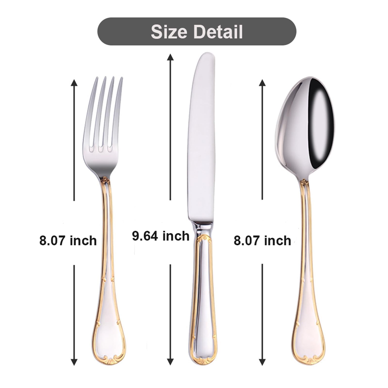H3TF5J Juego de cubiertos de acero inoxidable 18/10, juego de 54 piezas de plata dorada, cubiertos aptos para lavavajillas, cubiertos minimalistas modernos, cubiertos de hotel para banquetes de boda