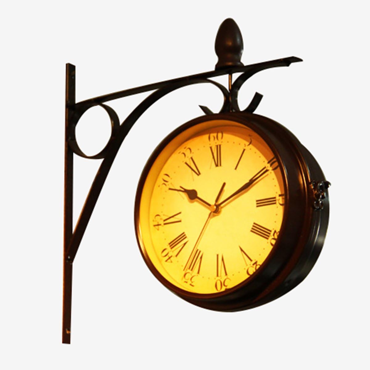 Home Decor Round Vintage Wall Mount Clock With Double Side