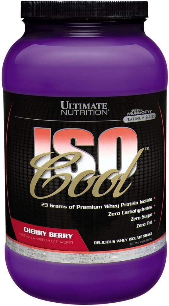 ISO Cool Whey Protein Isolate Powder, No Fat, No Sugar, Zero Carb Shake with Bcaa, Keto Friendly Post Workout Recovery Drink, 23 Grams of Protein per Serving, 2 Pounds, Cherry Berry