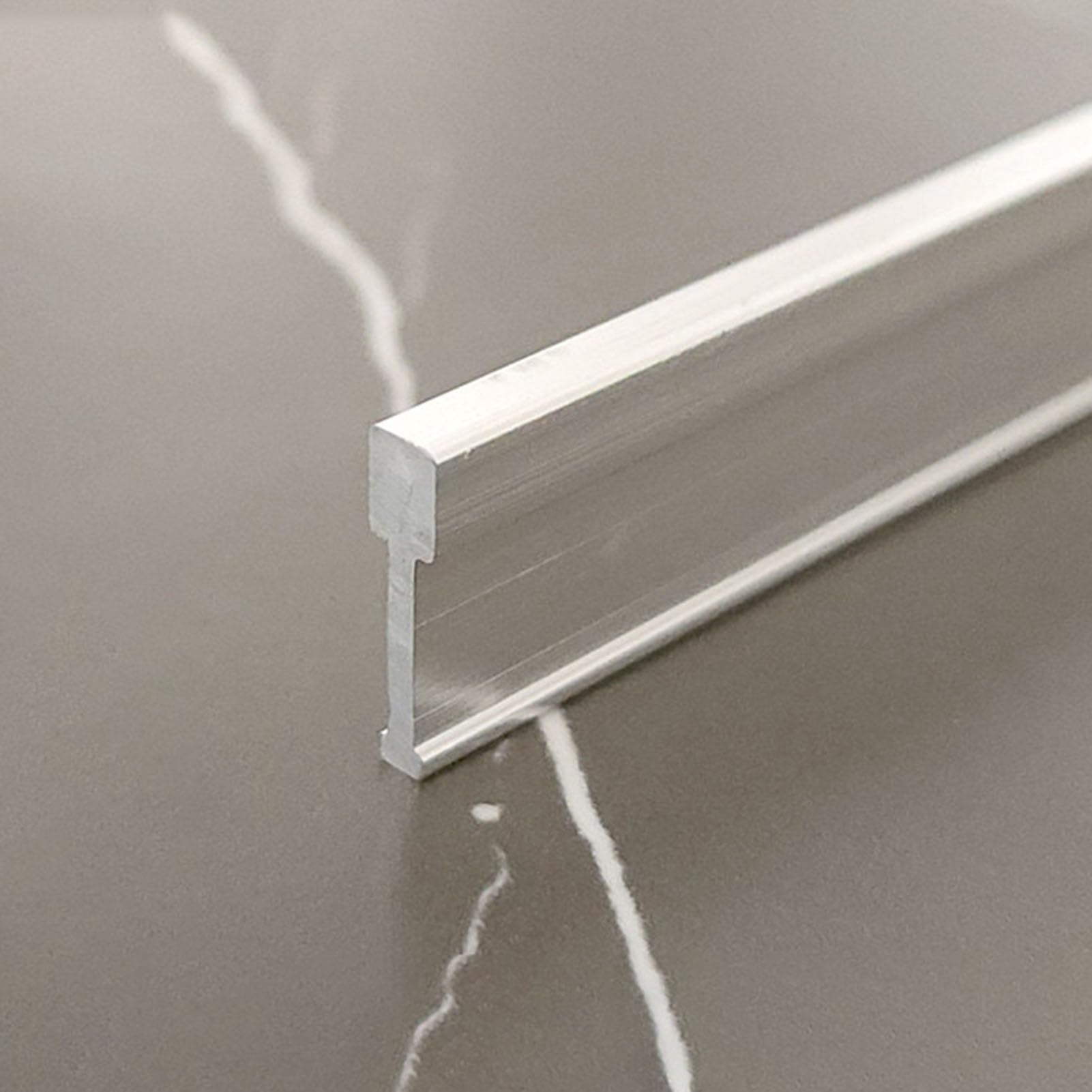 Extra Narrow T-molding Transition Strip for Even Heights, 2 PCS Aluminum Alloy Floor Flat Divider Strip, Door Threshold for Joining Floor Gaps(Silver)