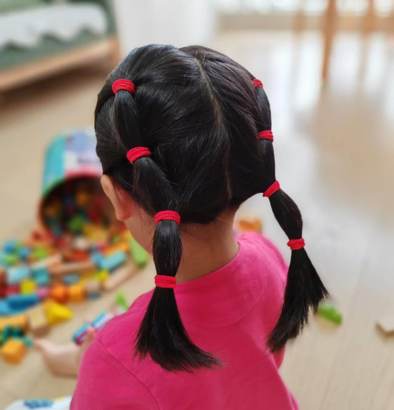 250Pcs Baby Hair Ties Cotton Toddler Hair Ties for Girls and Toddlers, Kids Seamless Hair Bands Elastic Ponytail Holders (red)