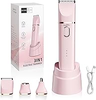 Gremiamo Bikini Trimmer for Women: 3-in-1 Painless Ceramic Blade Razor, 120min Battery, IPX7 Waterproof Wet/Dry Travel Kit (Pink)