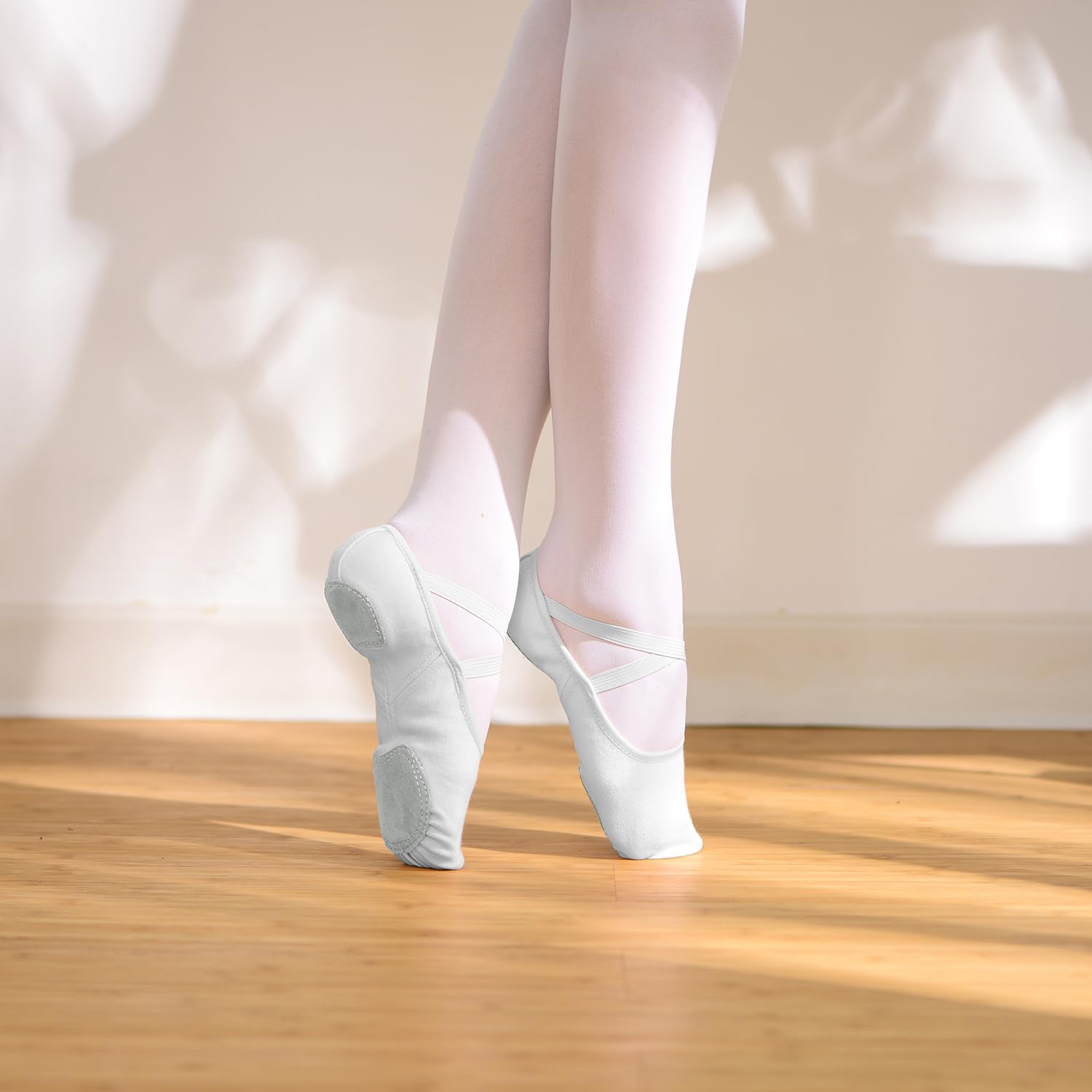 Uniuni Elastische Ballettschuhe mit Geteilte Ledersohle für Kinder und Erwachsene