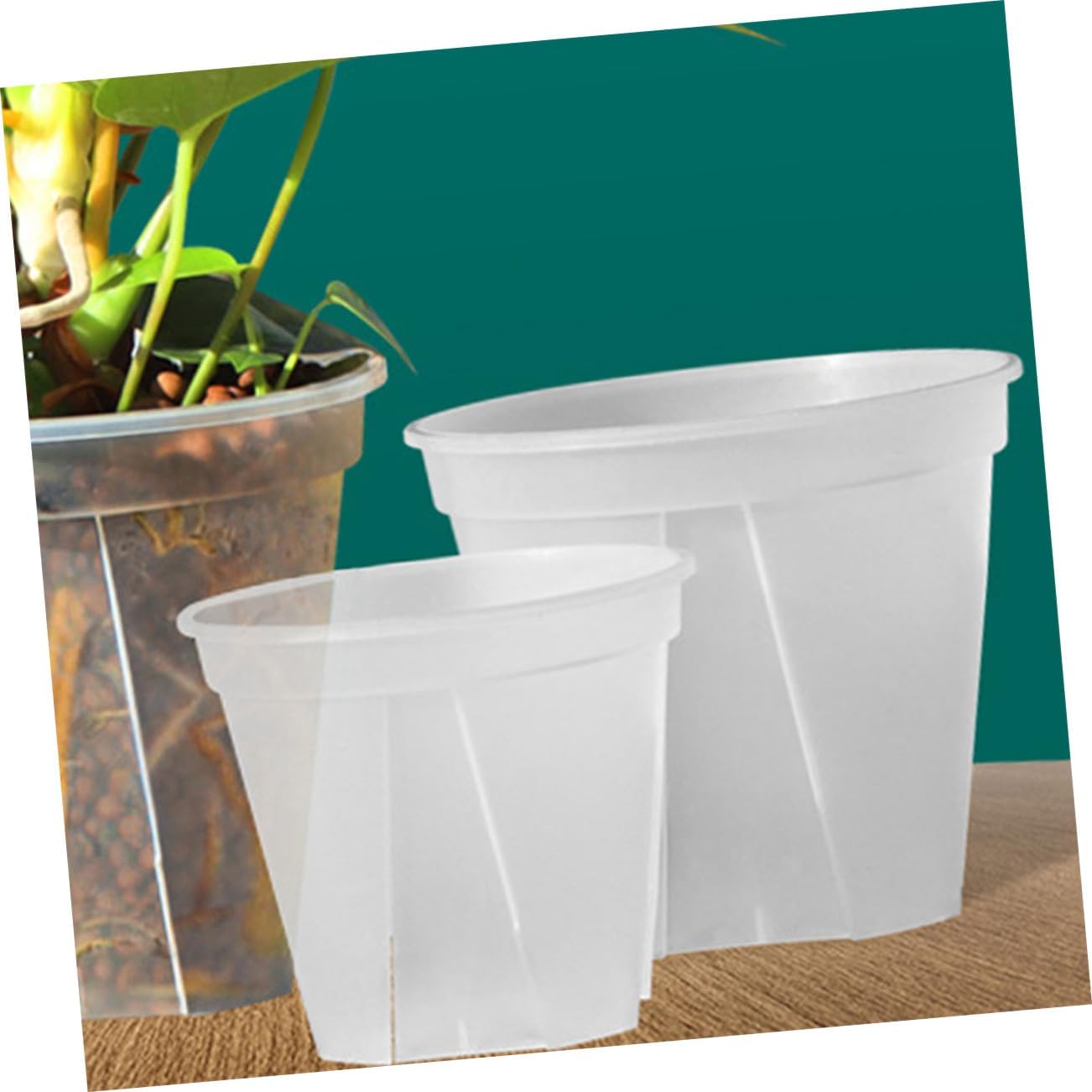 Kisangel 4PCS Plastic Nursery Pots for Gardening 1 Gallon Round Orchid Containers Drainage for Flowers and Plants for Home and Outdoor Gardening