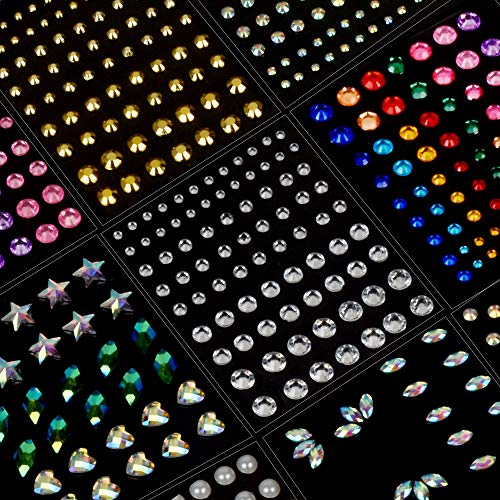 Face Jewels Stickers Gems, 9 Sheets Eye Body Face Gems, Rhinestone Eye Body Jewels Stickers, Self Adhesive Rhinestones Rainbow Face Gems For Women Festival Accessory #TOP1