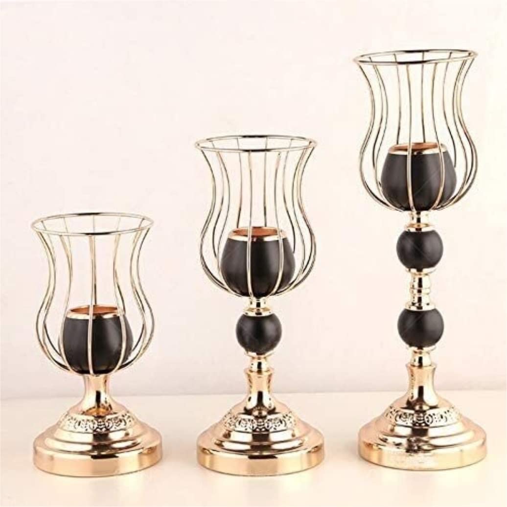 Habrur Kerzenhalter 3-teiliges Set Kerzenhalter Aus Metall, Moderner Kerzenhalter, Luxuriöser Hochzeitstafelaufsatz Für Party, Zuhause, Standdekoration Kerzenständer