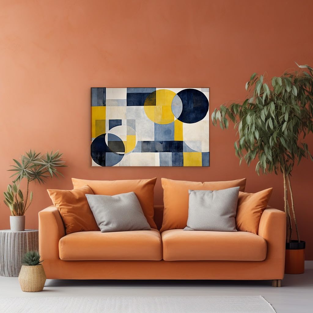 Canvas for Living room. Geometric Mastery: A Tapestry of Abstract Shapes in a Digital Painting Palette, 27 x 18 inch Canvas Wall Art - Contemporary Masterpieces - Modern Home Decor