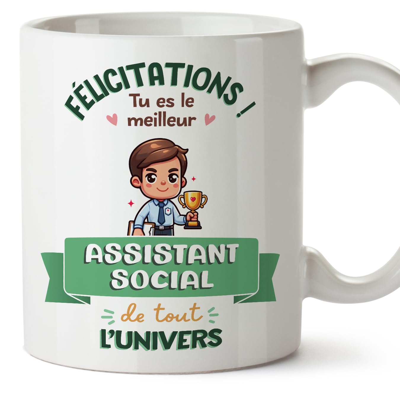 MUGFFINS Social Worker Man Mug - in French - Meilleur Univers Trophée - Funny Gift for Colleagues - Ceramic 11oz Mug — image 1