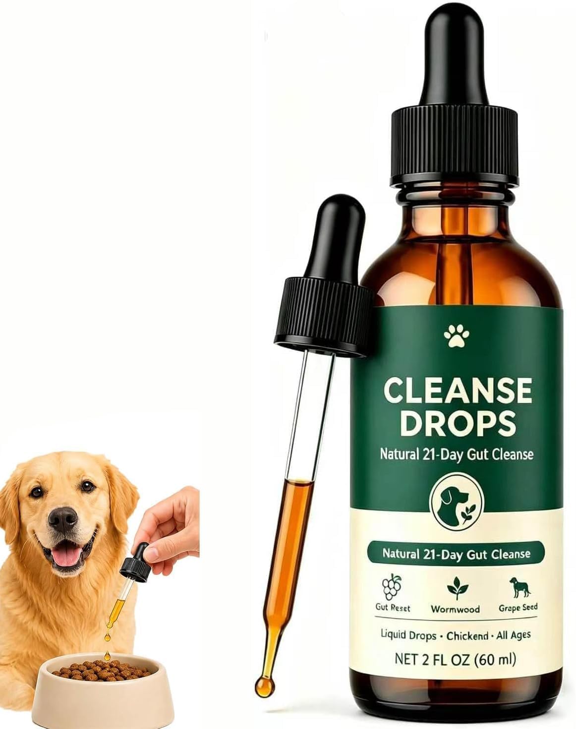 PawsyParasite Cleanse Drops for Dogs, for all Breeds of Dogs & Puppies
