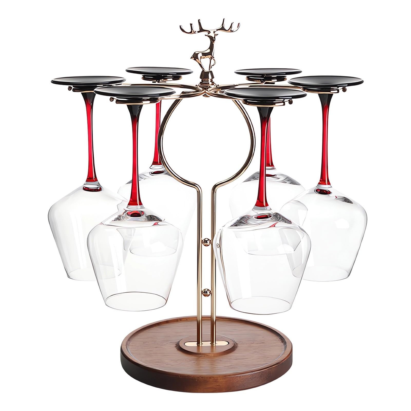 WBQYIPD Wine Glass Holder Countertop Freestanding, Stemware Shelf Hanging 6 Wine Glasses, Kitchen Bar Storage Organizer Storage Rack