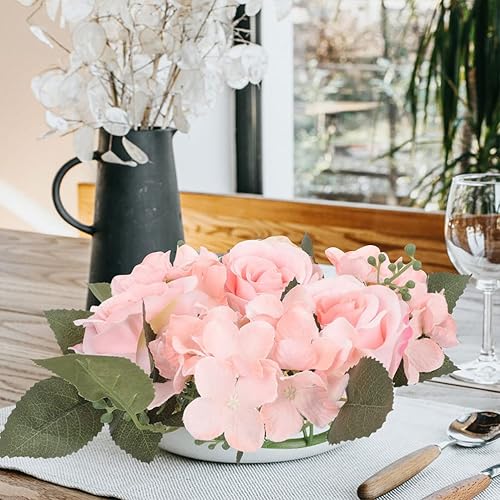 Miniatura 2 de NOLITOY Anillos de vela de rosas artificiales, coronas, 3 piezas, anillos de vela florales artificiales para boda, hojas verdes sintéticas, corona