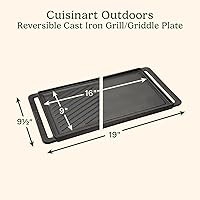 Vista 2 de Cuisinart Reversible Cast Iron Grill/Griddle Plate, 15.75” x 9” Pre-Seasoned Cooking Surface with Flat and Ribbed Sides, Stovetop Griddle for
