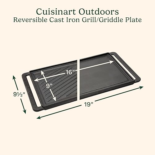 Miniatura 2 de Cuisinart Parrilla/placa reversible de hierro fundido, superficie de cocción pre-sazonada de 15.75 x 9 pulgadas con lados planos y acanalados,