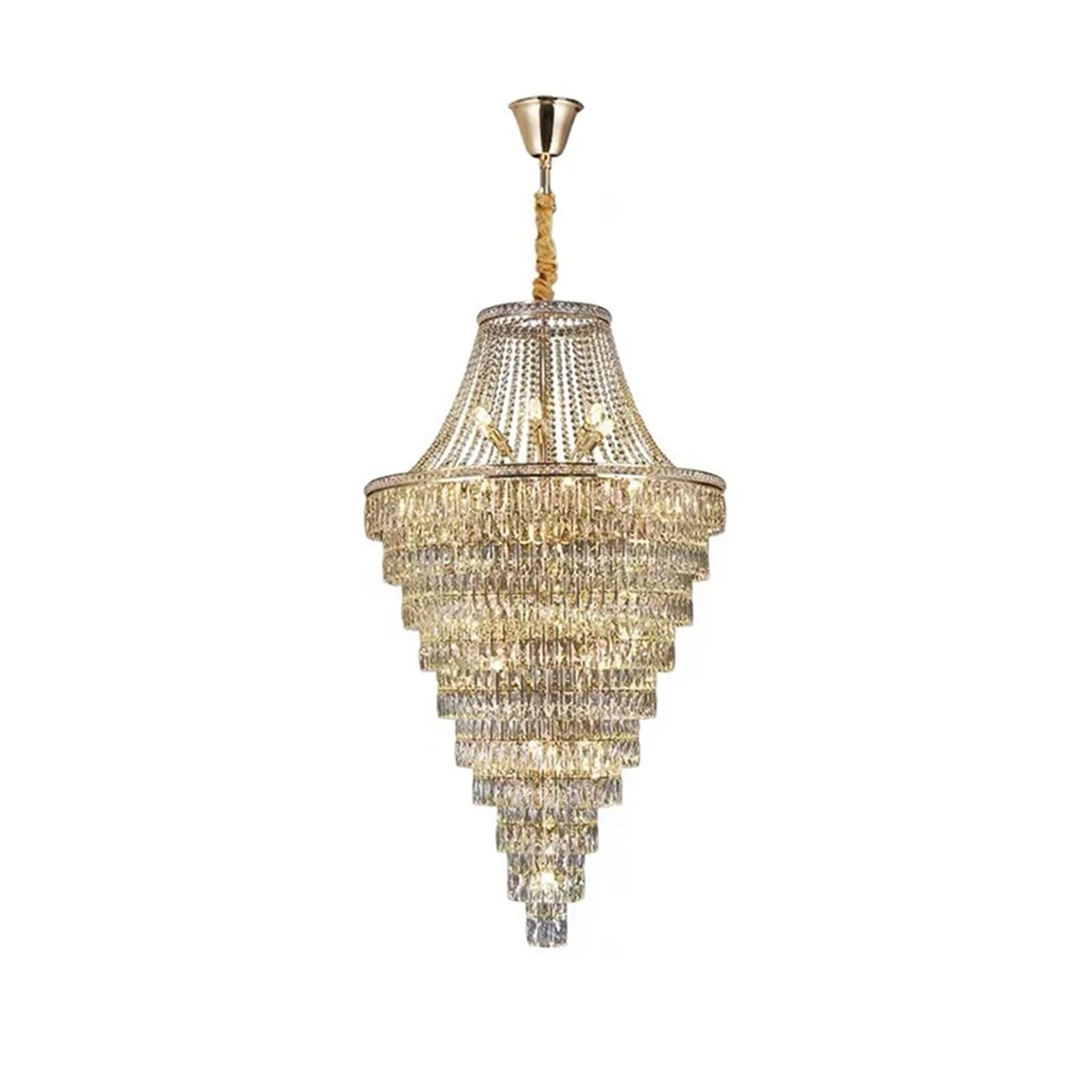 Wan Suo Pendant Lights, Duplex villa living room chandelier hollow floor duplex luxury hall crystal light(D120cm)