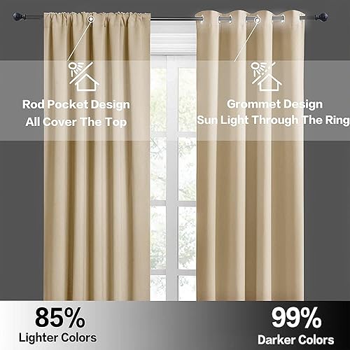 Miniatura 5 de RYB HOME Cortinas opacas para sala de estar, cortinas de oscurecimiento de la habitación, cortinas de poliéster con aislamiento térmico, protección