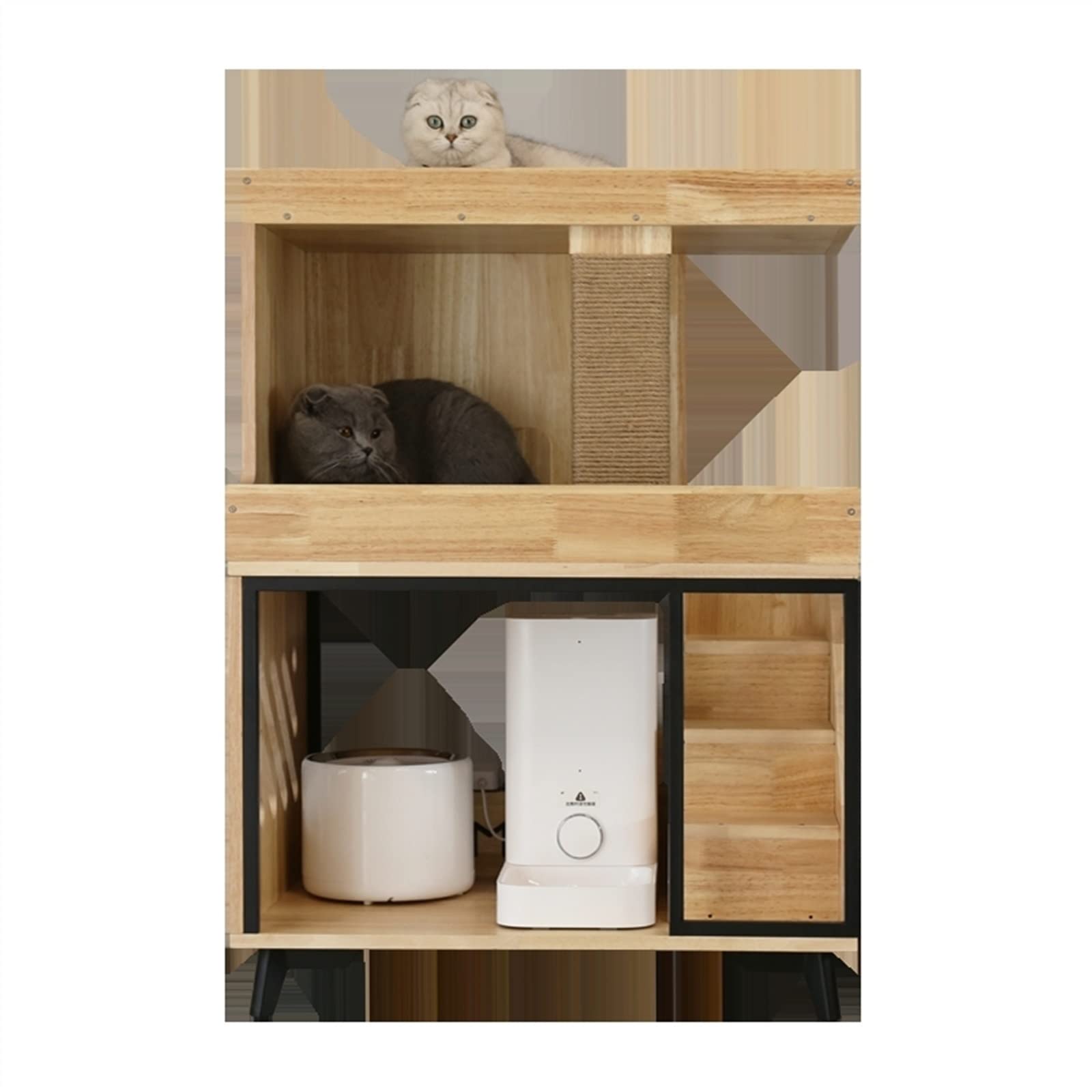 LOWLIU Casa per Gatti Alimentatore Automatico Gatto Alimentazione Acqua Trasparente Integrato Integrato in Famiglia deposito Gatto rampicante Villa Nido Casetta per Gatto (Color : A)