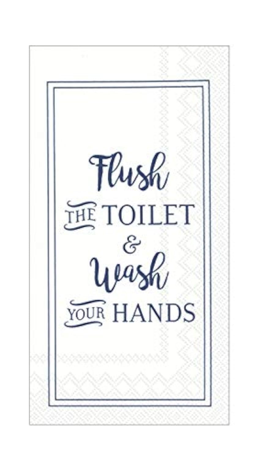 Boston International Funny Bathroom Decor Paper Hand Towels for Bathroom, Paper Guest Towels Disposable, Funny Bathroom Art Flush & Wash Pak 32