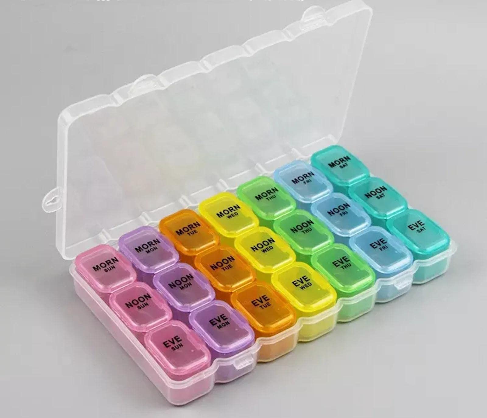 50 EWANTO Tablettenbox Pillendose Medikamentenbox 7 Tage 21 Fächer mehrfarbig 7 entnehmbare Tagesboxen pill box Tabletten Dose Tabletten Dispenser