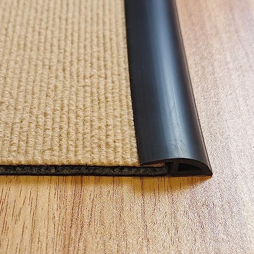 Zeyue 6.56Ft Floor Mats Edge Reducer - Carpet Straight Edge Threshold Transition Strip Floor Edging Trim Vinyl - Beveled Edge Ramp Edge Guard For Use With 3/8" Thick Rubber Flooring Black #TOP1