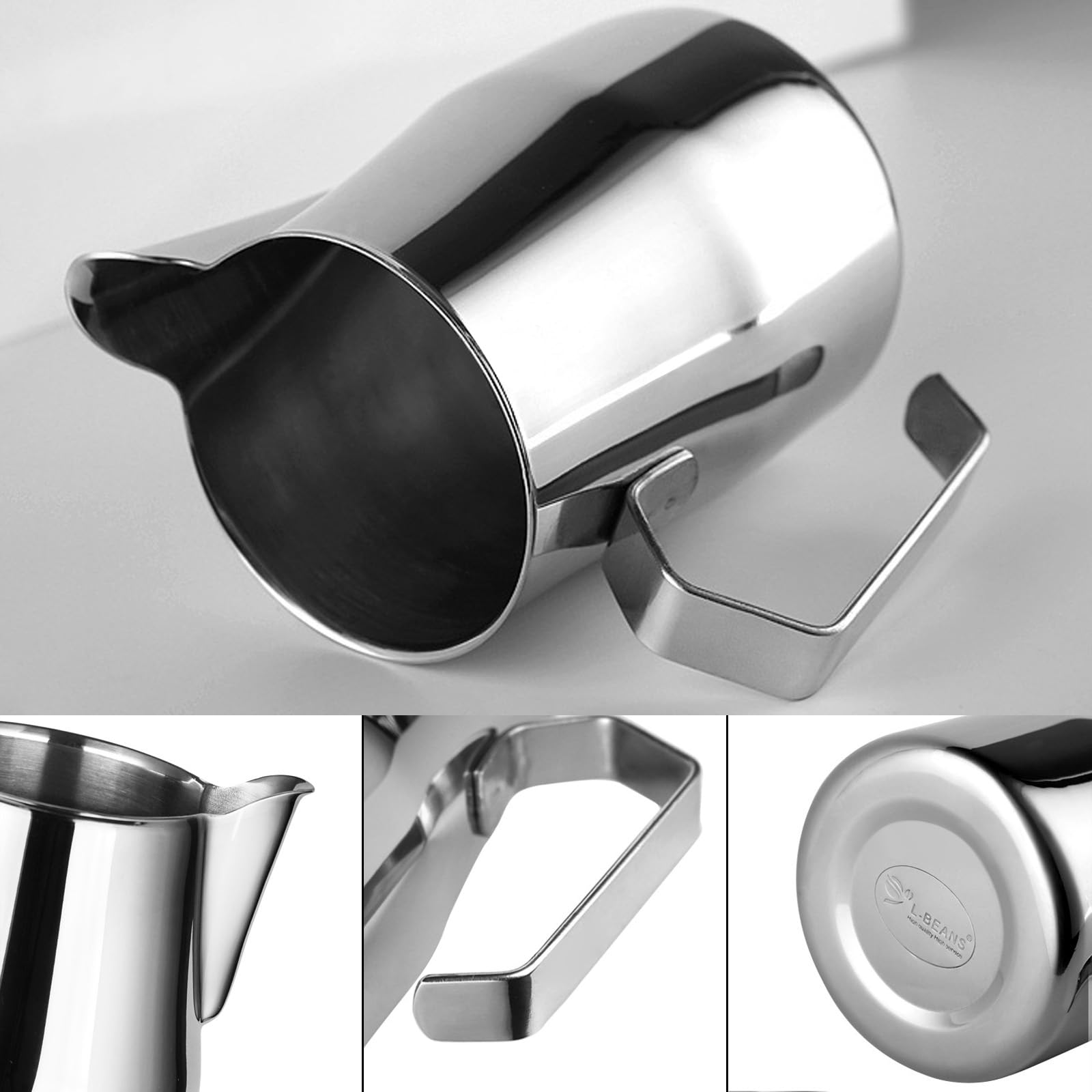 Azucarero y Jarra Leche Set,Jarra Leche Barista,Jarra de Leche Acero inoxidable,Azucarero de acero inoxidable con cuchara y tapa de cristal,para Barista, Capuchino