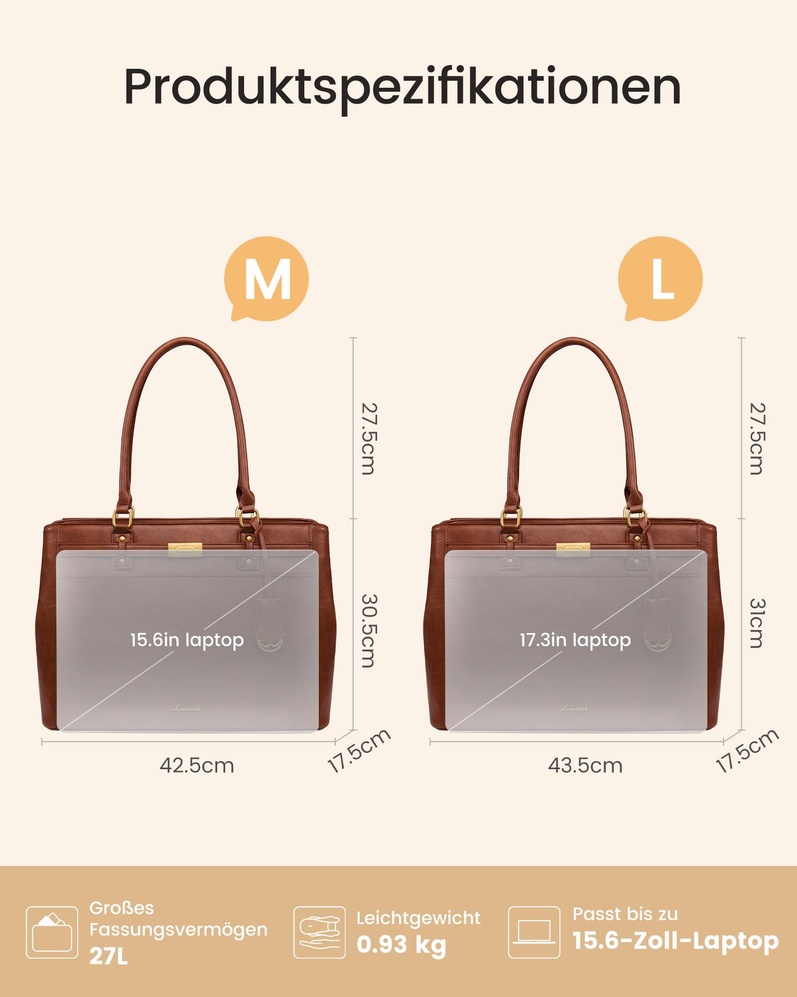 LOVEVOOK Handtasche Damen Groß, 15,6 Zoll Elegant Laptoptasche Arbeitstasche, PU Leder Business Shopper Tasche Aktentasche Schultasche Lehrertasche, Women Tote Bag für Uni Schule Büro