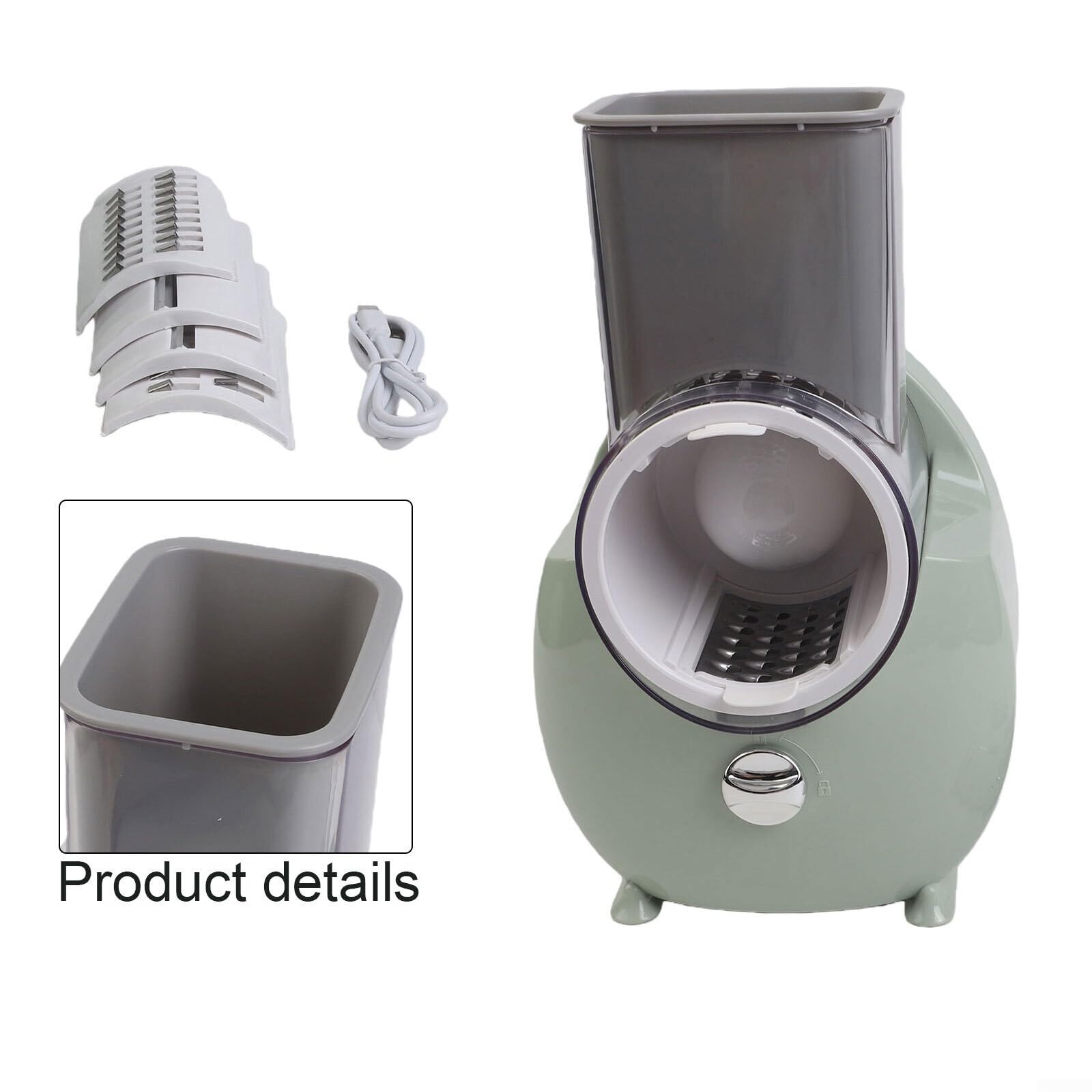 Affettatrice elettrica rotante 3 in 1 con tritatutto automatico e grattugia triturata, strumento da cucina compatto con un solo pulsante per affettare e grattugiare frutta, verdura e formaggio senza