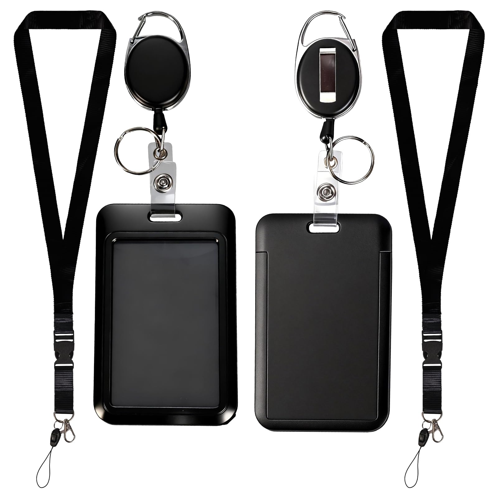 6-Piece Badge Holder Set, 2 Pack Breakaway Lanyards, 2 Pack Retractable Badge Reel Clip with Keyring, 2-Pack Vertical Cruise Ship Cards Holder