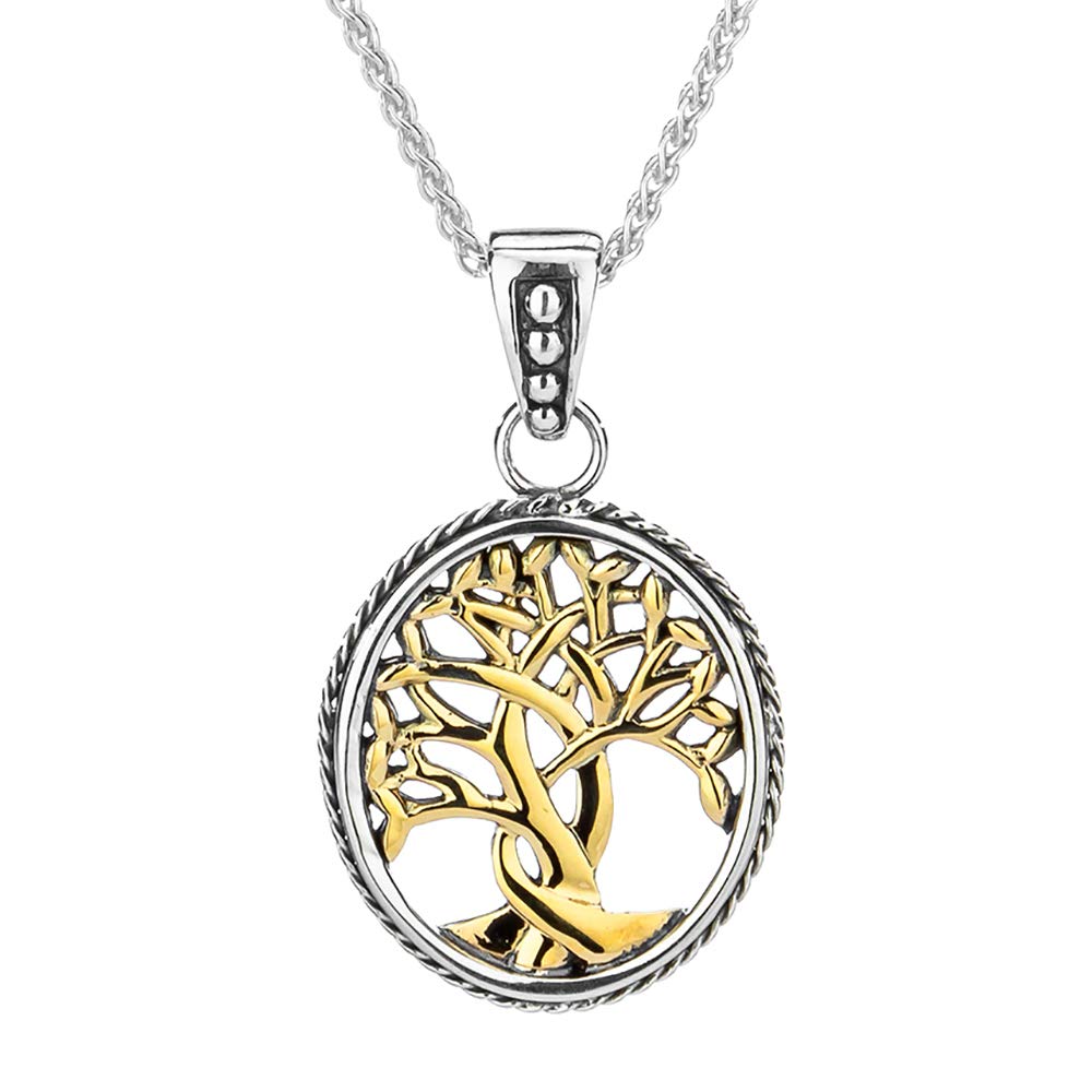 Tree of Life Necklace Small, Sterling Silver & 10k Yellow or Rose Gold